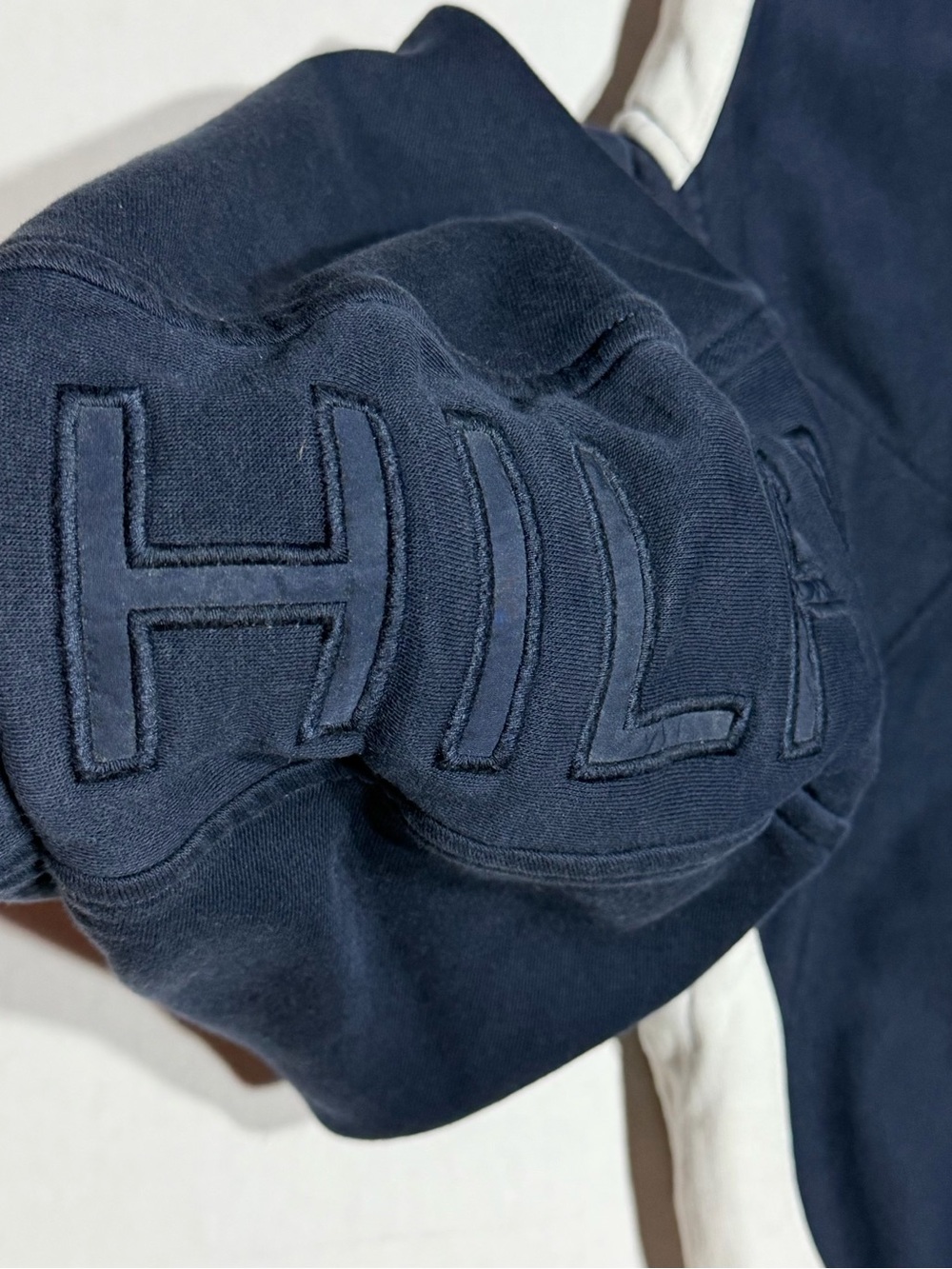 Tommy Hilfiger Navy Hoodie with Red & White Sleeve Stripes - Picture 7 of 10